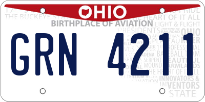 OH license plate GRN4211