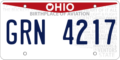OH license plate GRN4217