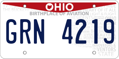 OH license plate GRN4219