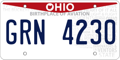 OH license plate GRN4230
