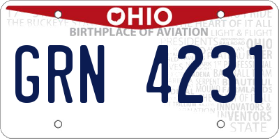 OH license plate GRN4231