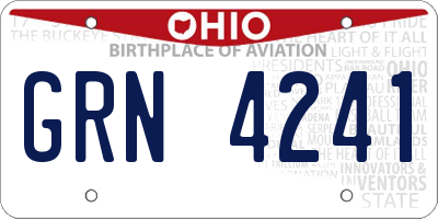 OH license plate GRN4241