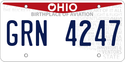 OH license plate GRN4247