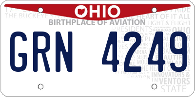 OH license plate GRN4249
