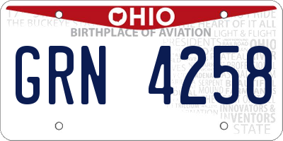 OH license plate GRN4258