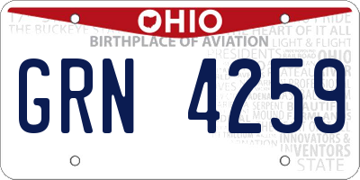 OH license plate GRN4259