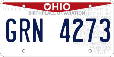 OH license plate GRN4273