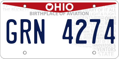 OH license plate GRN4274