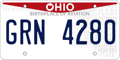 OH license plate GRN4280