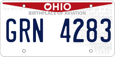 OH license plate GRN4283