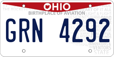 OH license plate GRN4292