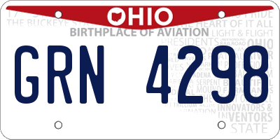 OH license plate GRN4298