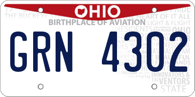 OH license plate GRN4302