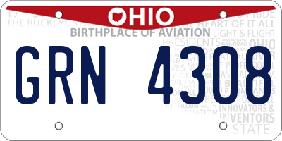 OH license plate GRN4308