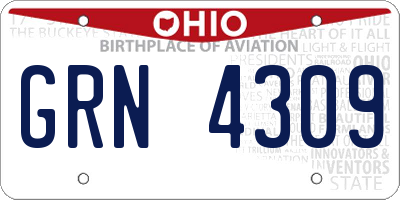 OH license plate GRN4309