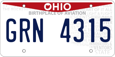 OH license plate GRN4315