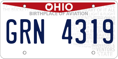 OH license plate GRN4319