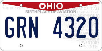 OH license plate GRN4320