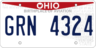 OH license plate GRN4324