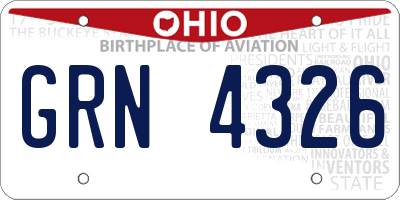 OH license plate GRN4326