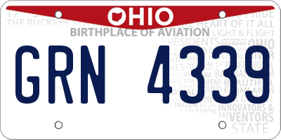OH license plate GRN4339