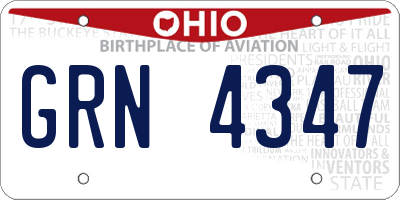 OH license plate GRN4347