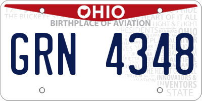 OH license plate GRN4348