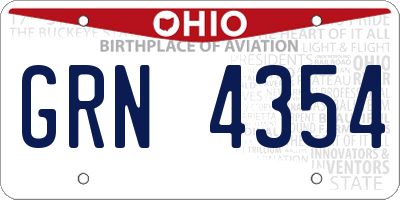 OH license plate GRN4354