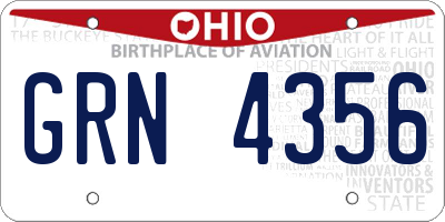 OH license plate GRN4356