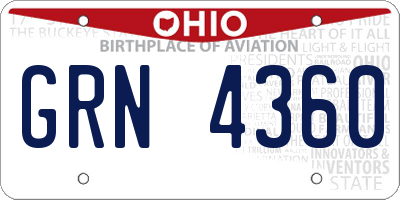 OH license plate GRN4360
