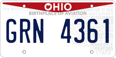 OH license plate GRN4361