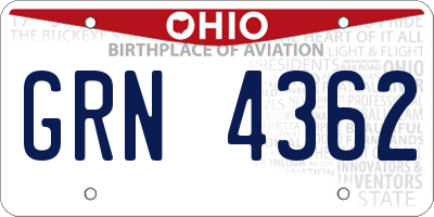 OH license plate GRN4362
