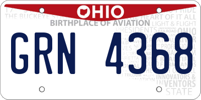 OH license plate GRN4368