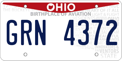 OH license plate GRN4372