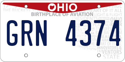 OH license plate GRN4374
