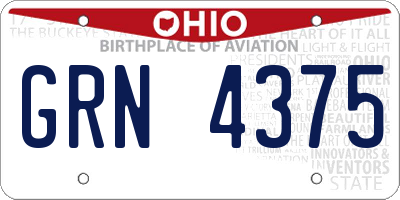 OH license plate GRN4375