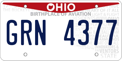 OH license plate GRN4377