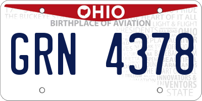 OH license plate GRN4378