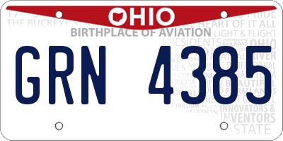 OH license plate GRN4385