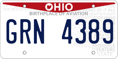 OH license plate GRN4389