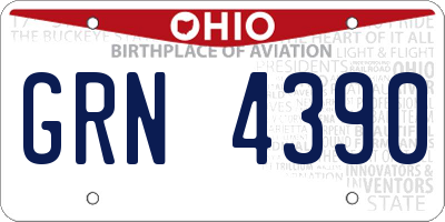 OH license plate GRN4390
