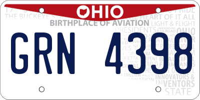 OH license plate GRN4398