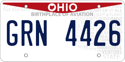 OH license plate GRN4426