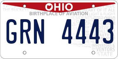 OH license plate GRN4443