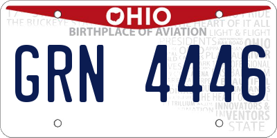 OH license plate GRN4446
