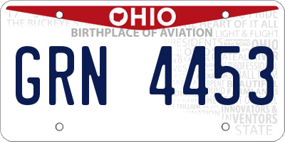 OH license plate GRN4453