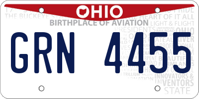 OH license plate GRN4455