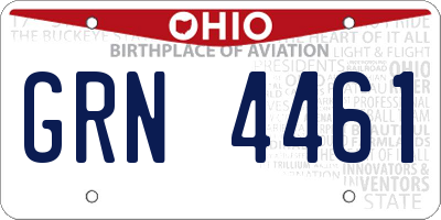 OH license plate GRN4461