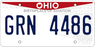 OH license plate GRN4486