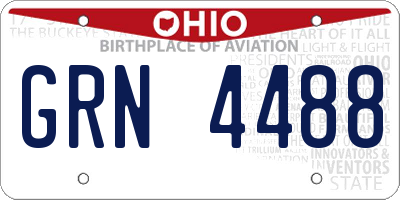 OH license plate GRN4488